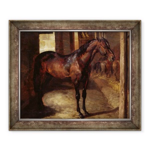 Tablou inramat - Theodore Gericault - Armasarul anglo-arab in grajdurile imperiale de la Versailles, 70 x 85 cm