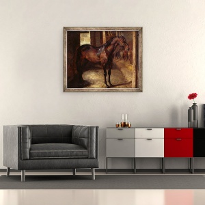 Tablou inramat - Theodore Gericault - Armasarul anglo-arab in grajdurile imperiale de la Versailles, 70 x 85 cm - Img 2