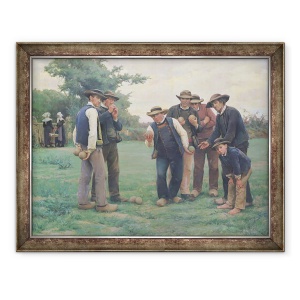 Tablou inramat - Theophile Louis Deyrolle - Joc Boules la marginea Concarneau, 60 x 80 cm