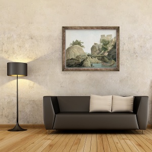 Tablou inramat - Thomas Daniell - Fakir Rock la Sultanganj, pe raul Gange, India, 60 x 80 cm - Img 2