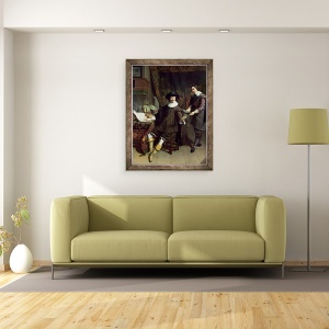 Tablou inramat - Thomas de Keyser - Constantijn Huygens 1596-1687 si functionarul sau, 60 x 80 cm - Img 2