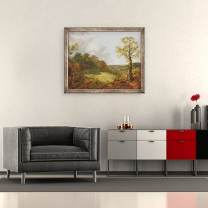 Tablou inramat - Thomas Gainsborough - Peisaj impadurit cu o cabana, oaie si un pastor rabatabil, 70 x 85 cm - Img 2