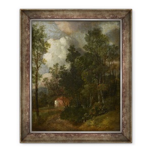 Tablou inramat - Thomas Gainsborough - Un peisaj impadurit cu figuri de o casa, 50 x 60 cm
