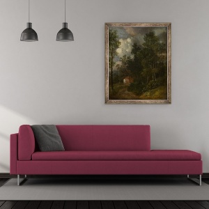 Tablou inramat - Thomas Gainsborough - Un peisaj impadurit cu figuri de o casa, 50 x 60 cm - Img 2