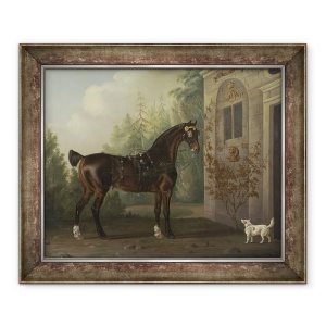 Tablou inramat - Thomas Gooch - Lordului Abergavenny Dark Bay Calare cu un Terrier, 50 x 60 cm