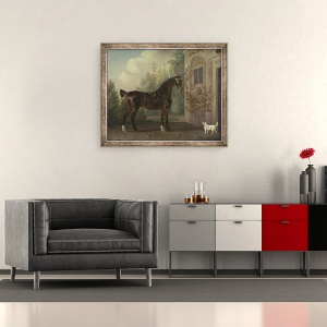 Tablou inramat - Thomas Gooch - Lordului Abergavenny Dark Bay Calare cu un Terrier, 50 x 60 cm - Img 2