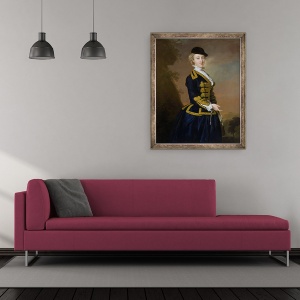 Tablou inramat - Thomas Hudson - Portretul lui Nancy Fortesque purtand un obicei de calarie albastru inchis, 50 x 60 cm - Img 2