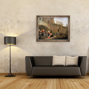 Tablou inramat - Thomas Wyck - Washerwomen de o fantana romana, 60 x 80 cm - Img 2