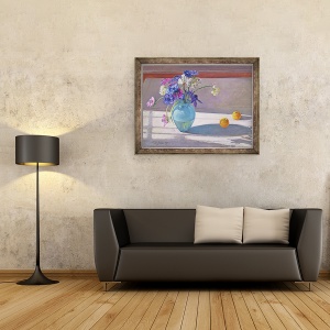 Tablou inramat - Timothy Easton - Anemone si o vaza de sticla albastra, 60 x 80 cm - Img 2