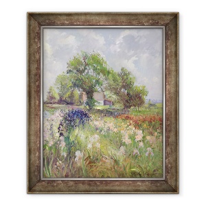 Tablou inramat - Timothy Easton - Hambar alb si camp Iris, 70 x 85 cm