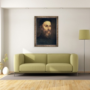 Tablou inramat - Titian - Portretul lui John Calvin 1509-64, 60 x 80 cm - Img 2