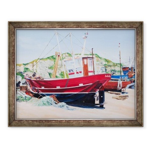 Tablou inramat - Tony Fandino - Barci de pescuit pe plaja din Hastings I, 70 x 90 cm