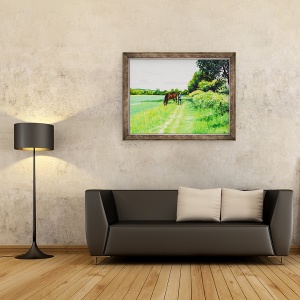 Tablou inramat - Tony Fandino - Femeie cu cal langa Otford, 60 x 80 cm - Img 2