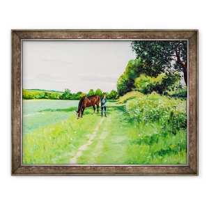 Tablou inramat - Tony Fandino - Femeie cu cal langa Otford, 70 x 90 cm