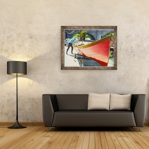 Tablou inramat - Tony Fandino - Omul care lucreaza la barca I, 60 x 80 cm - Img 2