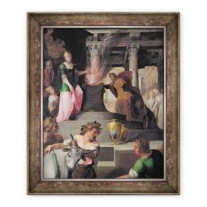 Tablou inramat - Toussaint Dubreuil - Hyante si Climene ofera un sacrificiu lui Venus, 50 x 60 cm