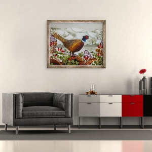 Tablou inramat - Vanessa Bowman - Fazan si deal zapada, 50 x 60 cm - Img 2