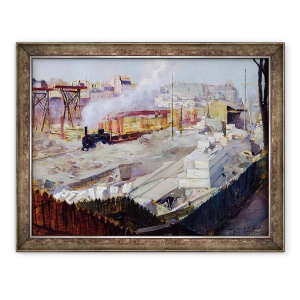Tablou inramat - Victor Marec - Constructia noii statii Orleans, Quai dOrsay, 70 x 90 cm
