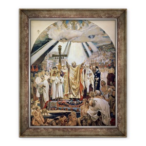 Tablou inramat - Victor Mikhailovich Vasnetsov - Botezul Rusiei, 50 x 60 cm