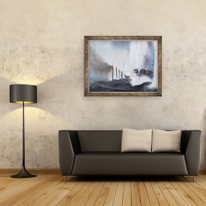 Tablou inramat - Vincent Alexander Booth - HMS Warspite cercuri HMS Warrior la Iutlanda, 31 mai 1916, 2018, 60 x 80 cm - Img 2