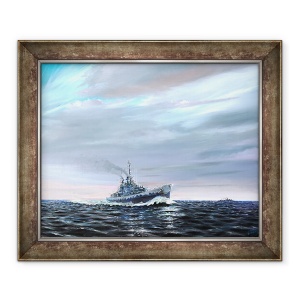 Tablou inramat - Vincent Alexander Booth - USS Atlanta patruleaza Guardalcanal 1942, 2019, 50 x 60 cm