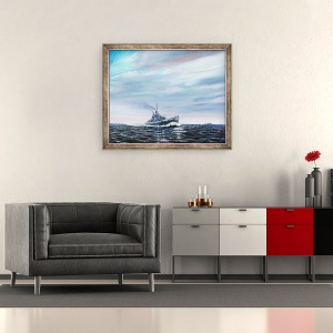 Tablou inramat - Vincent Alexander Booth - USS Atlanta patruleaza Guardalcanal 1942, 2019, 50 x 60 cm - Img 2