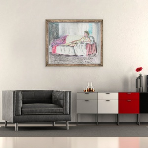 Tablou inramat - Vincent Alexander Booth - Vizionarea filmului tarziu, 1997, 50 x 60 cm - Img 2