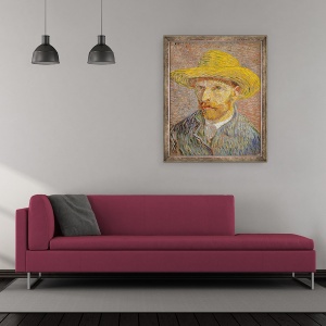 Tablou inramat - Vincent van Gogh - Autoportret cu o palarie de paie, 50 x 60 cm - Img 2