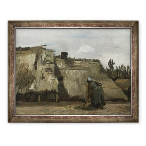 Tablou inramat - Vincent van Gogh - O femeie taraneasca sapat in fata cabanei ei, 70 x 90 cm