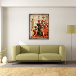 Tablou inramat - Vittore Carpaccio - Sfantul Gheorghe Botezand Neamurile, detaliu al muzicienilor de pe partea stanga, 60 x 80 cm - Img 2