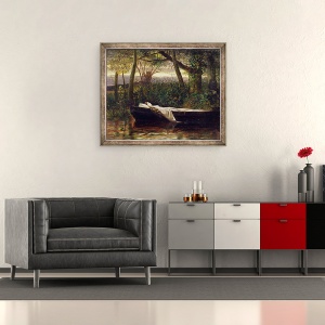 Tablou inramat - Walter Crane - Doamna din Shalott, 50 x 60 cm - Img 2