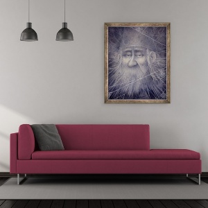 Tablou inramat - Wayne Anderson - Merlin transformat in piatra, 2000, 50 x 60 cm - Img 2