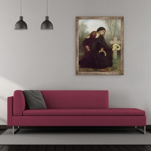 Tablou inramat - William-Adolphe Bouguereau - Le Jour des Morts Ziua Tuturor Sfintilor 1859, 70 x 85 cm - Img 2