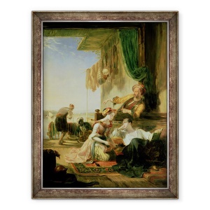 Tablou inramat - William Allan - Lordul Byron se adapostea in casa unui pescar care a inotat Hellespont, 70 x 90 cm