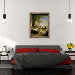 Tablou inramat - William Allan - Lordul Byron se adapostea in casa unui pescar care a inotat Hellespont, 70 x 90 cm - Img 3