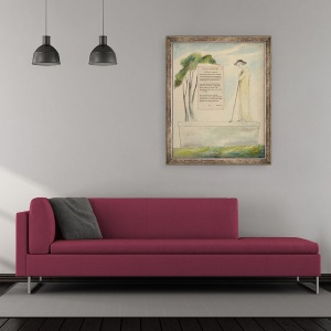 Tablou inramat - William Blake - Un Pastor care citeste Epitaful, din Elegia scrisa intr-un cimitir, din Poemele lui Thomas Gri, 70 x 85 cm - Img 2