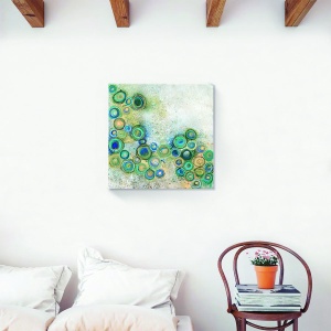 Tablou canvas abstract albastru cu cercuri 60x60 cm
