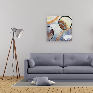 Tablou canvas - Abstract, Diferite, Abstract, Albastru, Cercuri, Pictura, 60 x 60 cm - Img 2