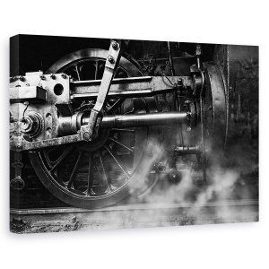 Tablou canvas - Aburul Locomotivei, Natura Moarta, Tren, Alb-Negru, Ceata, Fum, 40 x 60 cm