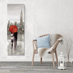 Tablou Canvas - America, New York, Pereche, Umbrela Rosie, Toamna 30 x 90 cm - Img 2