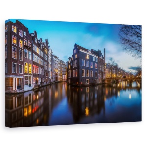 Tablou canvas - Amsterdam Albastru, Amsterdam, Olanda, Olanda, Canale, Case, 60 x 90 cm