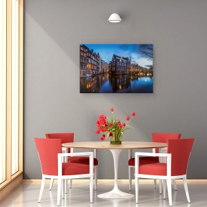 Tablou canvas - Amsterdam Albastru, Amsterdam, Olanda, Olanda, Canale, Case, 60 x 90 cm - Img 4
