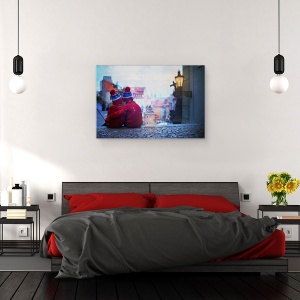 Tablou canvas - Amurg, Prietenie, Strada, Peisaj Urban, Oras, Ninsoare, 60 x 90 cm - Img 3