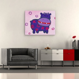 Tablou canvas - Animale, Animale, Separate, Hippopotam, 60 x 75 cm - Img 2