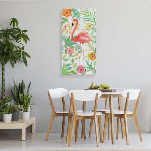 Tablou canvas - Animale, Flori, Flamingo, Pictura, 50 x 100 cm - Img 4