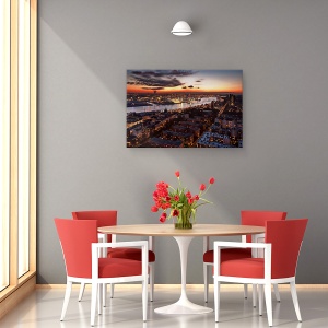 Tablou canvas - Apus De Iarna, Hamburg, Port, Germania, Noapte, Peisaj Urban, 60 x 90 cm - Img 4