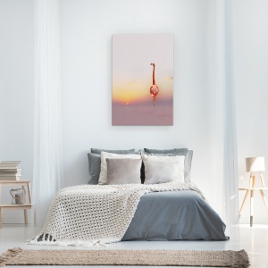Tablou canvas - Apus De Soare, Flamingo, Soare, Roz, Rosu, Pastel, 60 x 90 cm - Img 3