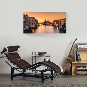 tablou canvas apus de soare Venetia gondole