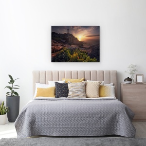 Tablou canvas - Apus In Nariga, Far, Peisaj Marin, Spania, Mare, Soare, 50 x 70 cm - Img 3