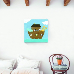 Tablou canvas arca lui noe cu girafa si elefant